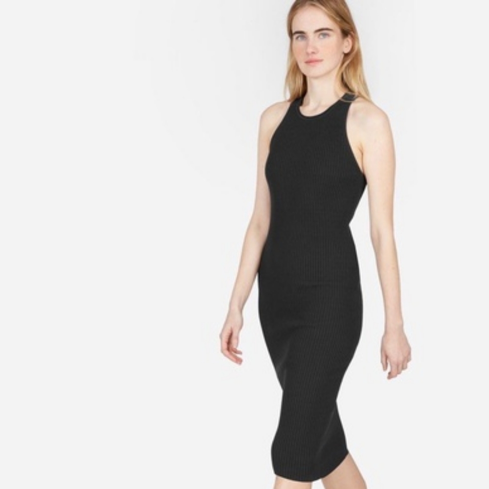 Everlane Black Sport Rib Tank Midi  Dress Small